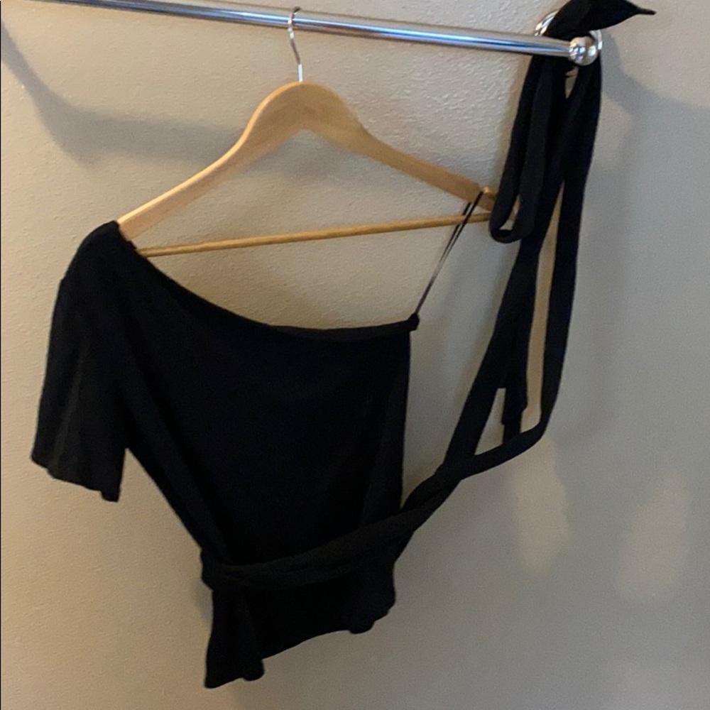 Express black wrap around top